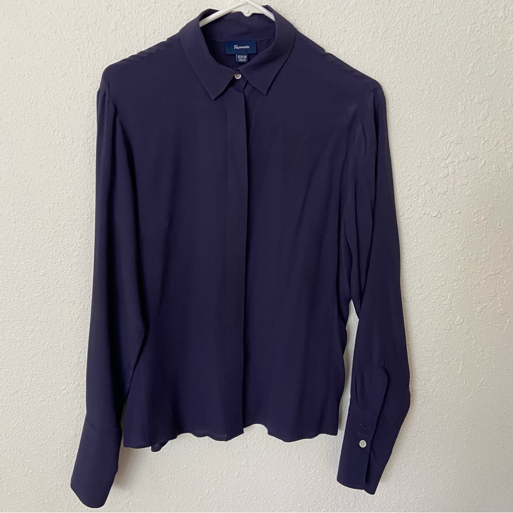 Faconnable Navy Blue Button Down Shirt Size 6